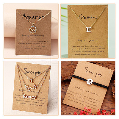 120Pcs 12 Styles 12 Constellation Theme Cardboard Jewelry Display Cards AJEW-FW0001-02-1