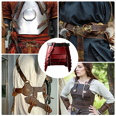 Medieval Viking PU Leather Belt Skirt AJEW-WH20077-031B-1