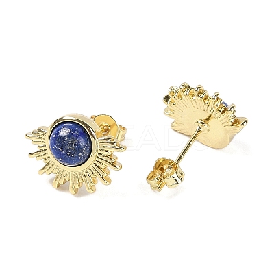 Natural Lapis Lazuli Stud Earrings EJEW-K288-01G-05-1