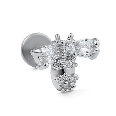 Stainless Steel Micro Pave Clear Cubic Zirconia Cartilage Earrings for Women Men WG39C06-08-1