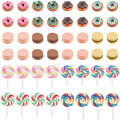 60Pcs 12 Style Opaque Resin Imitation Food Cabochons DIY-SP0003-75-1