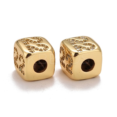 Brass Micro Pave Clear Cubic Zirconia Beads ZIRC-L091-021G-22-1