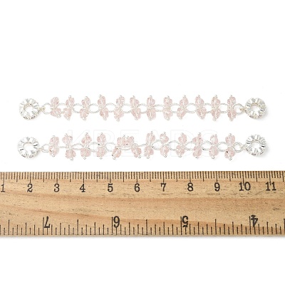 Brass Pink Cubic Zirconia Chain Tassel European Safety Chain Charms KK-A236-06S-02-1