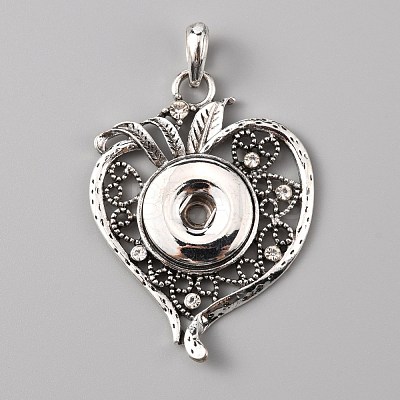 Alloy Rhinestone Hang Snap Base Pendant for Interchangeable Snap Charms Jewelry Making FIND-WH0045-87AS-1