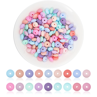 180Pcs 18 Colors Rondelle Food Grade Eco-Friendly Silicone Abacus Beads SIL-CA0003-14-1