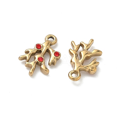 304 Stainless Steel Rhinestone Charms STAS-L308-05G-1