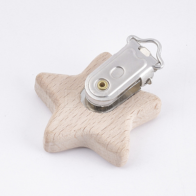 Beech Wood Baby Pacifier Holder Clips WOOD-T015-19-1