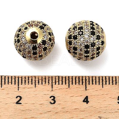 Brass Micro Pave Cubic Zirconia Beads KK-L229-024G-1
