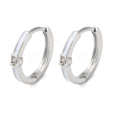 Brass Micro Pave Clear Cubic Zirconia Hoop Earrings for Women LS-EJEW-S234-06P-1