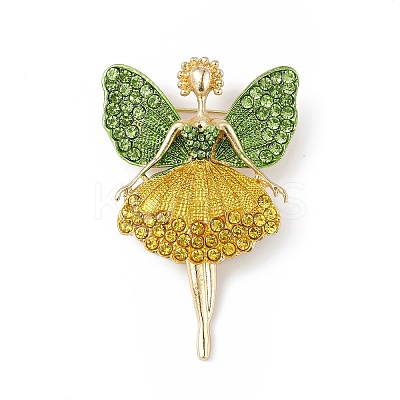 Butterfly Dancer Enamel Pin with Rhinestone LS-JEWB-P016-01G-01-1
