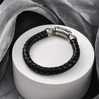 Leather Braided Cord Bracelets AJEW-Q003-01A-1