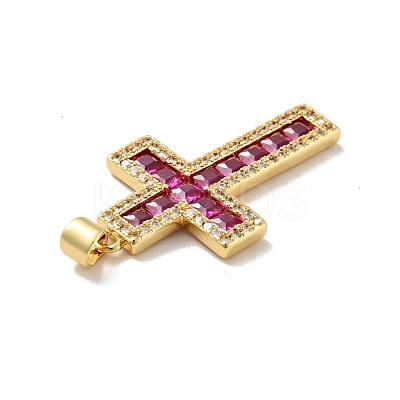 Cross Brass Micro Pave Cubic Zirconia Pendants KK-G419-18G-1