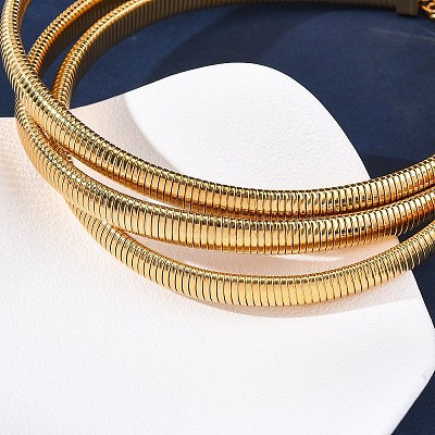 304 Stainless Steel 3-Strand Chain Necklaces NJEW-Q025-01G-1