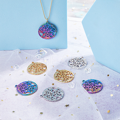 18Pcs 3 Colors 304 Stainless Steel Pendants STAS-DC0011-73-1