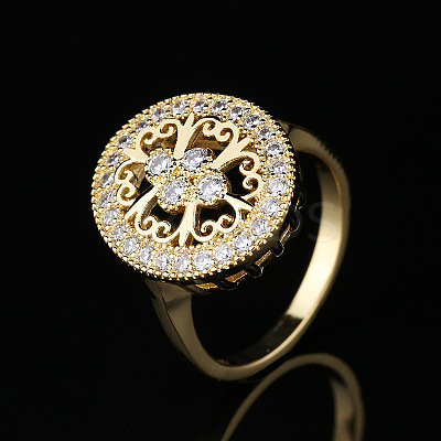 Oval Brass Micro Pave Clear Cubic Zirconia Finger Rings for Women FS-WGE5686-01-1