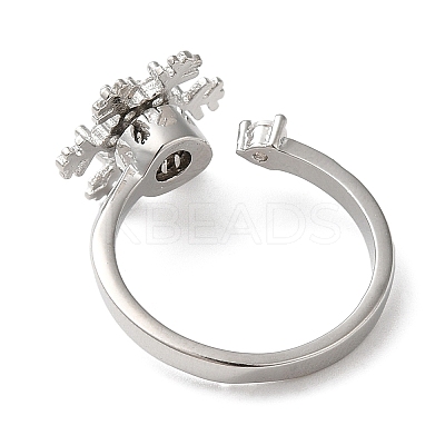Rotatable Cubic Zirconia Snowflake Open Ring LS-RJEW-Q776-04P-1