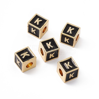 Rack Plating Brass Enamel Beads KK-B060-04G-01-1