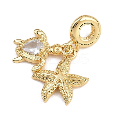 Brass Pave Clear Cubic Zirconia European Dangle Charms X-KK-N271-43G-1