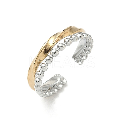 304 Stainless Steel Double Color Cuff Rings RJEW-S635-01GP-D-1
