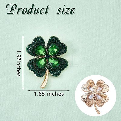 Cubic Zirconia Clover Brooch Pin JBR105A-1