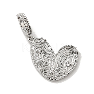 Brass Micro Pave Clear Cubic Zirconia European Dangle Charms KK-H455-33P-1