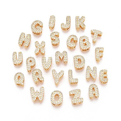 Brass Micro Pave Clear Cubic Zirconia Beads KK-T071-17G-1