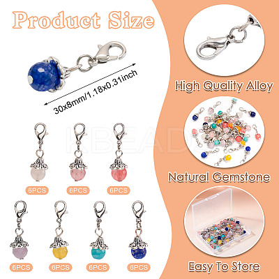 42Pcs 7 Style Gemstone Pendant Decorations HJEW-TA0001-20-1