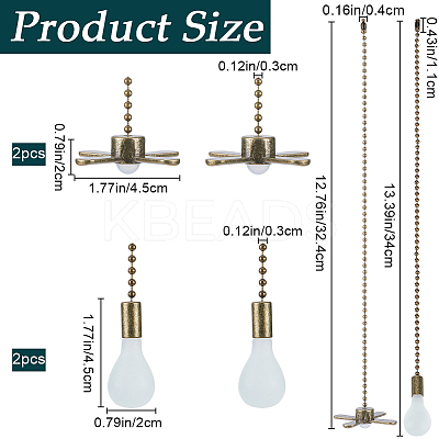 Alloy Ceiling Fan Pull Chain Extenders FIND-WH0290-21AB-1