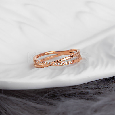 304 Stainless Steel Micro Pave Clear Cubic Zirconia Finger Rings for Women FS-WG1B662-02-1