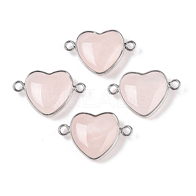 Natural Rose Quartz Love Heart Pendants G-T138-205H-P-1