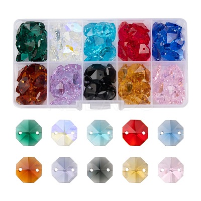 100Pcs 10 Colors Electroplate Glass Links Connectors EGLA-LS0001-07-1