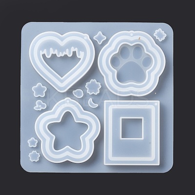 DIY PawPrint & Heart & Star & Rectangle Shaped Pendant Food-grade Silicone Molds SIMO-D001-05-1
