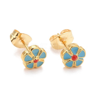 304 Stainless Steel Enamel with Glitter Stud Earrings EJEW-B009-26G-1