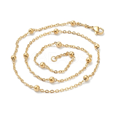 PVD Vacuum Plating 304 Stainless Steel Cable Chain Necklaces NJEW-I248-16G-1