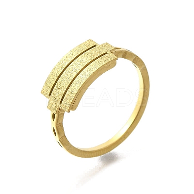 Textured Rectangle 304 Stainless Steel Finger Ring for Women RJEW-L126-05B-05G-1