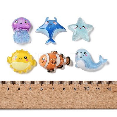 Luminous Marine Animal Opaque Resin Cabochons RESI-Z052-01-1