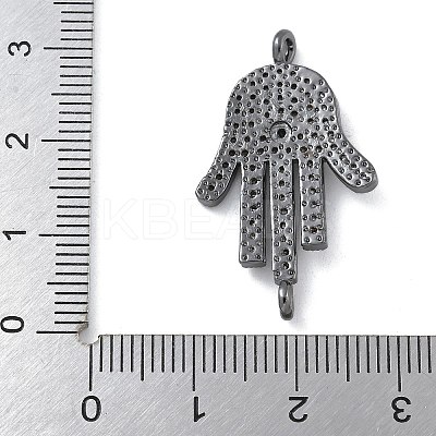 Rack Plating Brass Micro Pave Clear Cubic Zirconia Palm Connector Charms KK-A234-049B-1