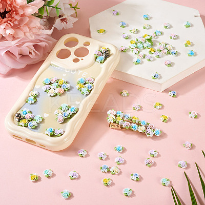 200Pcs Flower Opaque Resin Cabochons CRES-TA0001-73-1