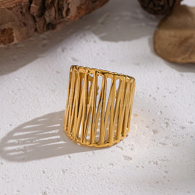 304 Stainless Steel Cross Design Open Cuff Rings for Women QC9430-1