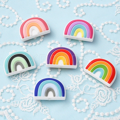 6Pcs 6 Colors Food Grade Eco-Friendly Silicone Focal Beads SIL-YW0001-04G-1
