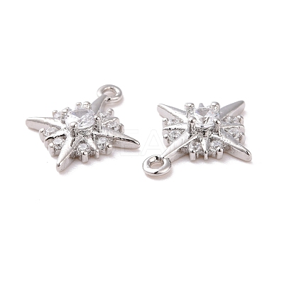 Brass Micro Pave Clear Cubic Zirconia Charms KK-G418-09P-1