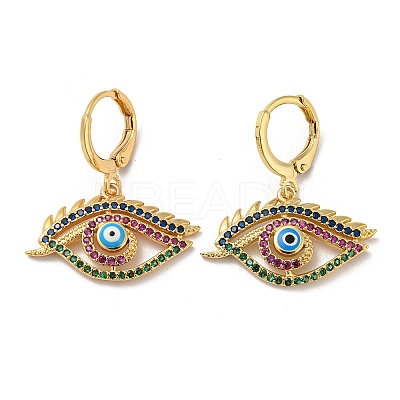Real 18K Gold Plated Brass Dangle Leverback Earrings EJEW-A033-07G-1