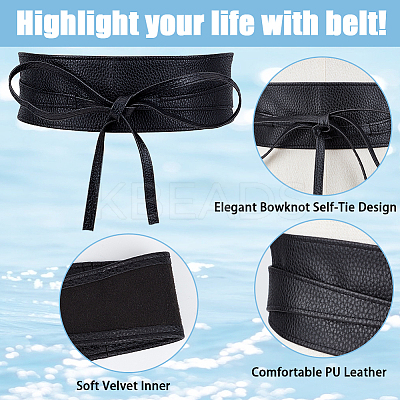 2Pcs 2 Colors Imitation Leather Wrap Around Waist Bands AJEW-CP0008-08B-1
