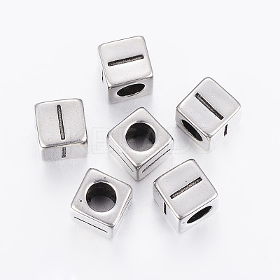 304 Stainless Steel Large Hole Letter European Beads STAS-H428-01AS-I-1