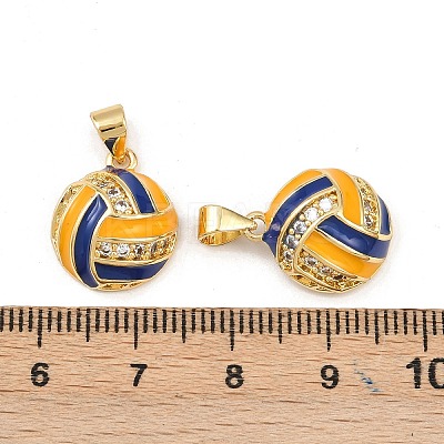 Brass Enamel Cubic Zirconia Pendants KK-L251-34G-1