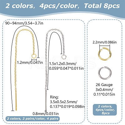 4 Pairs 2 Colors 304 Stainless Steel Earring Findings STAS-LP0001-89-1
