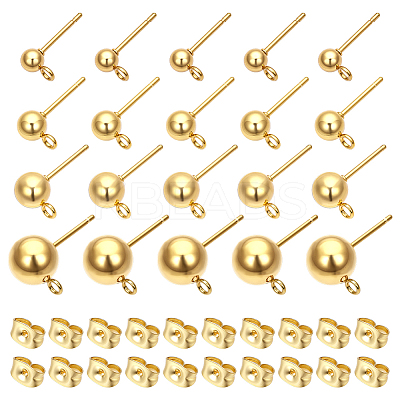60Pcs 4 Styles 304 Stainless Steel Stud Earring Findings STAS-NB0001-99-1