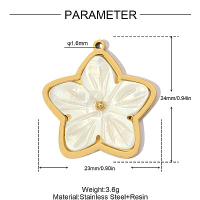 304 Stainless Steel with Resin Pendants RE-OY001-05G-1