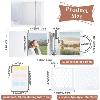 Square PVC Loose Leaf Binder Postcard Phote Album with 50 Pockets Transparent Sleeve Protectors Sets DIY-CP0008-01-1