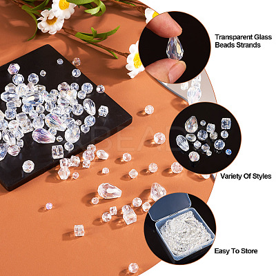 15 Strands 15 Styles Transparent Electroplate Glass Beads Strands EGLA-TA0001-13-1